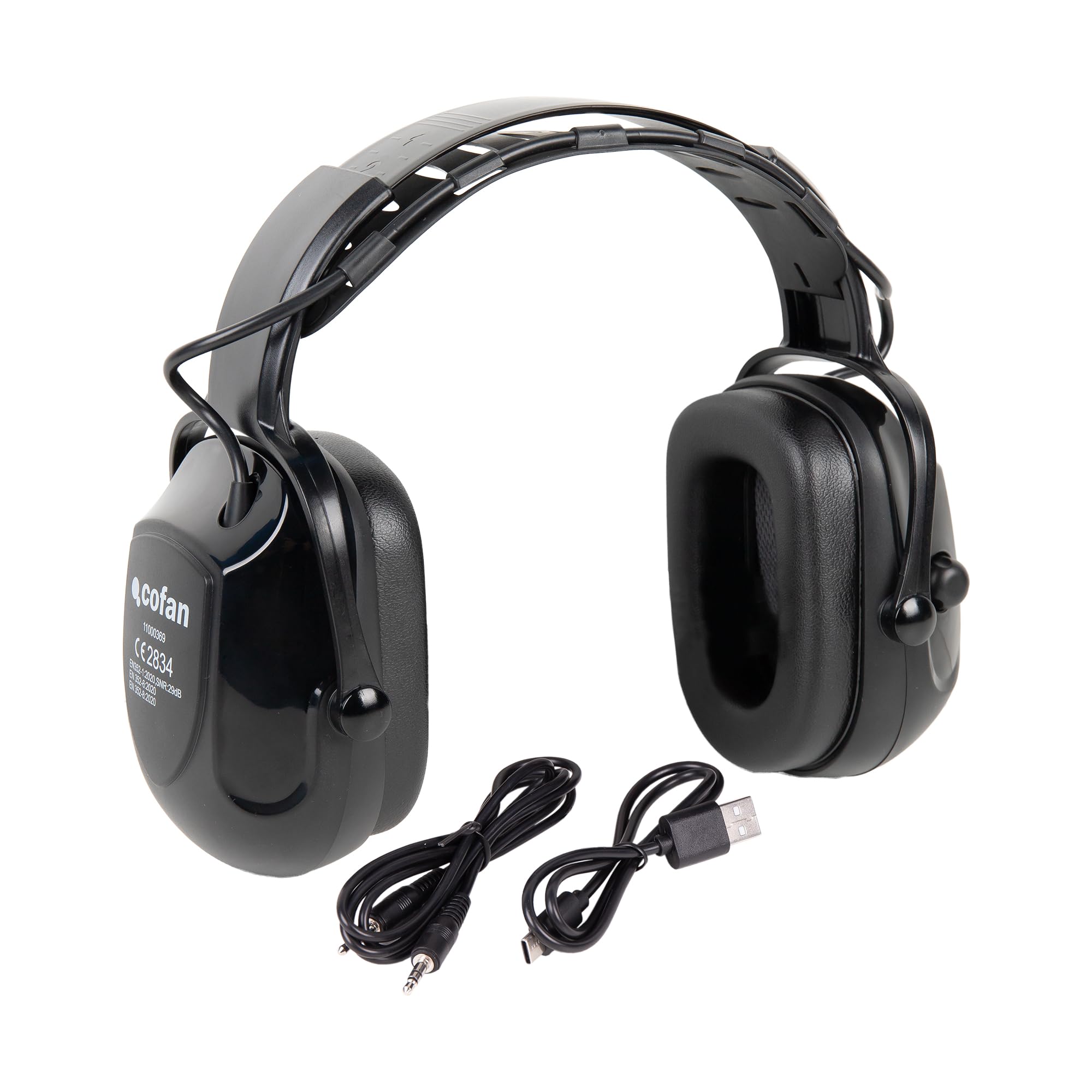 Cofan Cascos Antirruido con Bluetooth | Nivel de Reducción de Ruido (SNR): 29 dB | Protección Auditiva con Micrófono y Control de Volumen