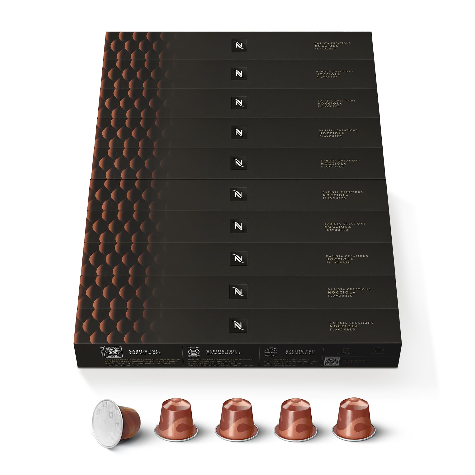 NESPRESSO ORIGINAL Nocciola | Arabica | Haselnuss Aroma | Ideal für Lungo & Cappuccino | 100 Kaffeekapseln