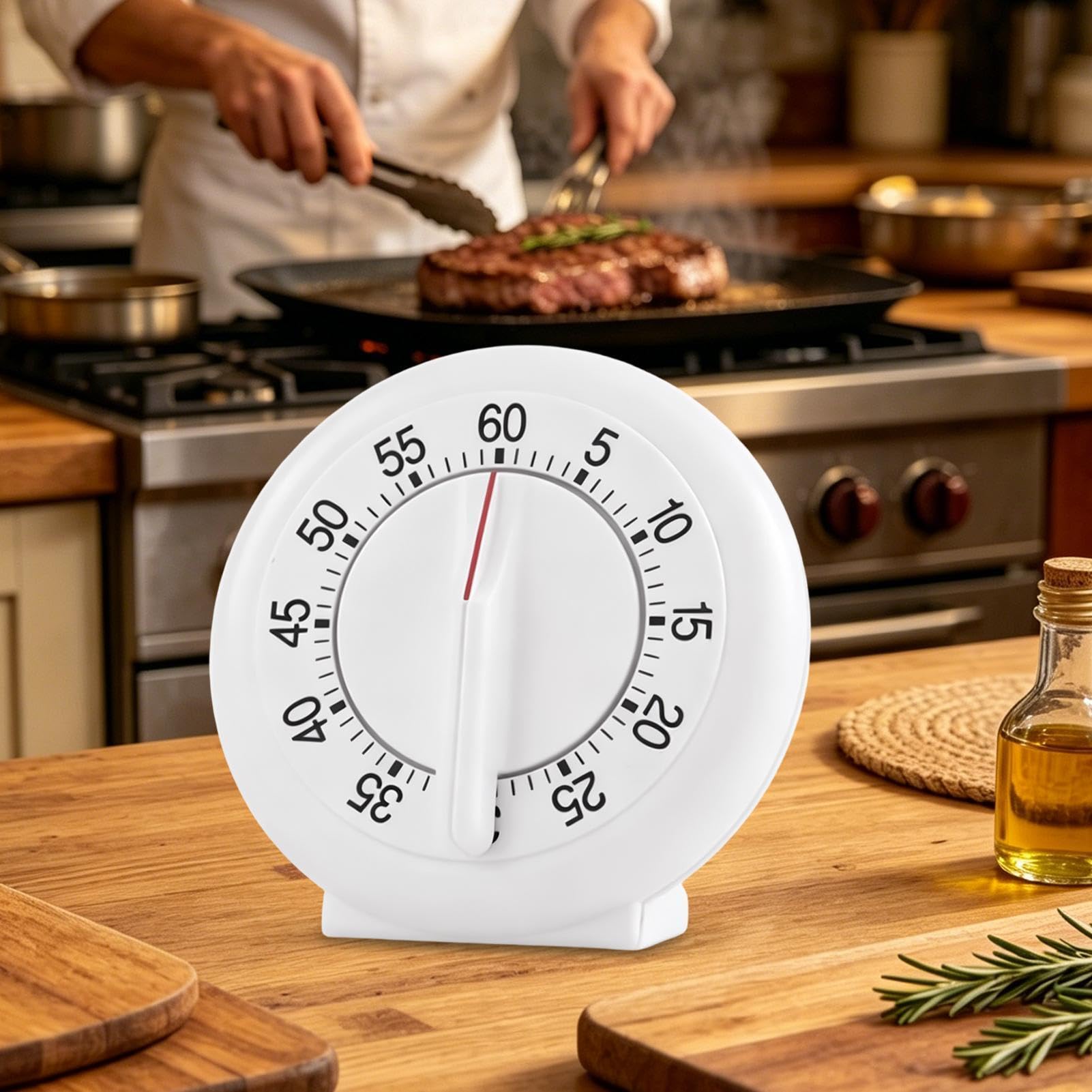 Mechanischer Küchentimer mit 60 Minuten lautem Alarm, Countdown zum Kochen, Lernen, stabiles Design, ideal für Klassenzimmer, Heimküchen und Fitnessstudios