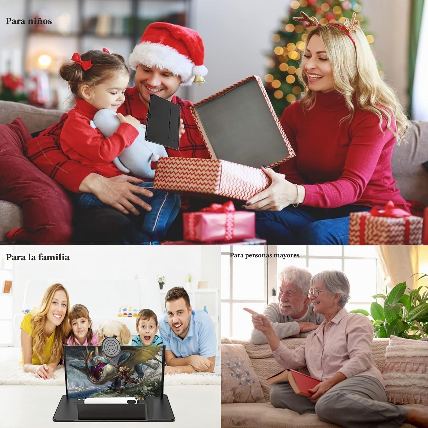 Lupa de Pantalla de teléfono 14-20 Pulgadas, Amplificador Pantalla movil 3D, HD Lupa para movil Plegable para Ver películas y Video para Todos Smartphone（Negro (20 Zoll)