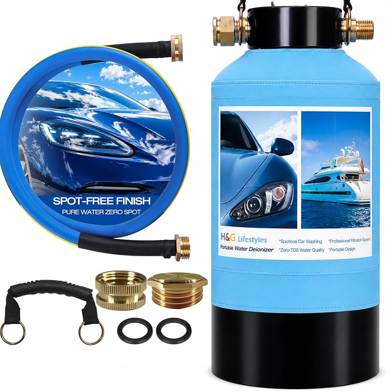 Desionizador de Água para Lavagem Automotiva H&G lifestyles, Sistema de Água Desmineralizada para Carros, Motocicletas, Barcos e Painéis Solares WDR01