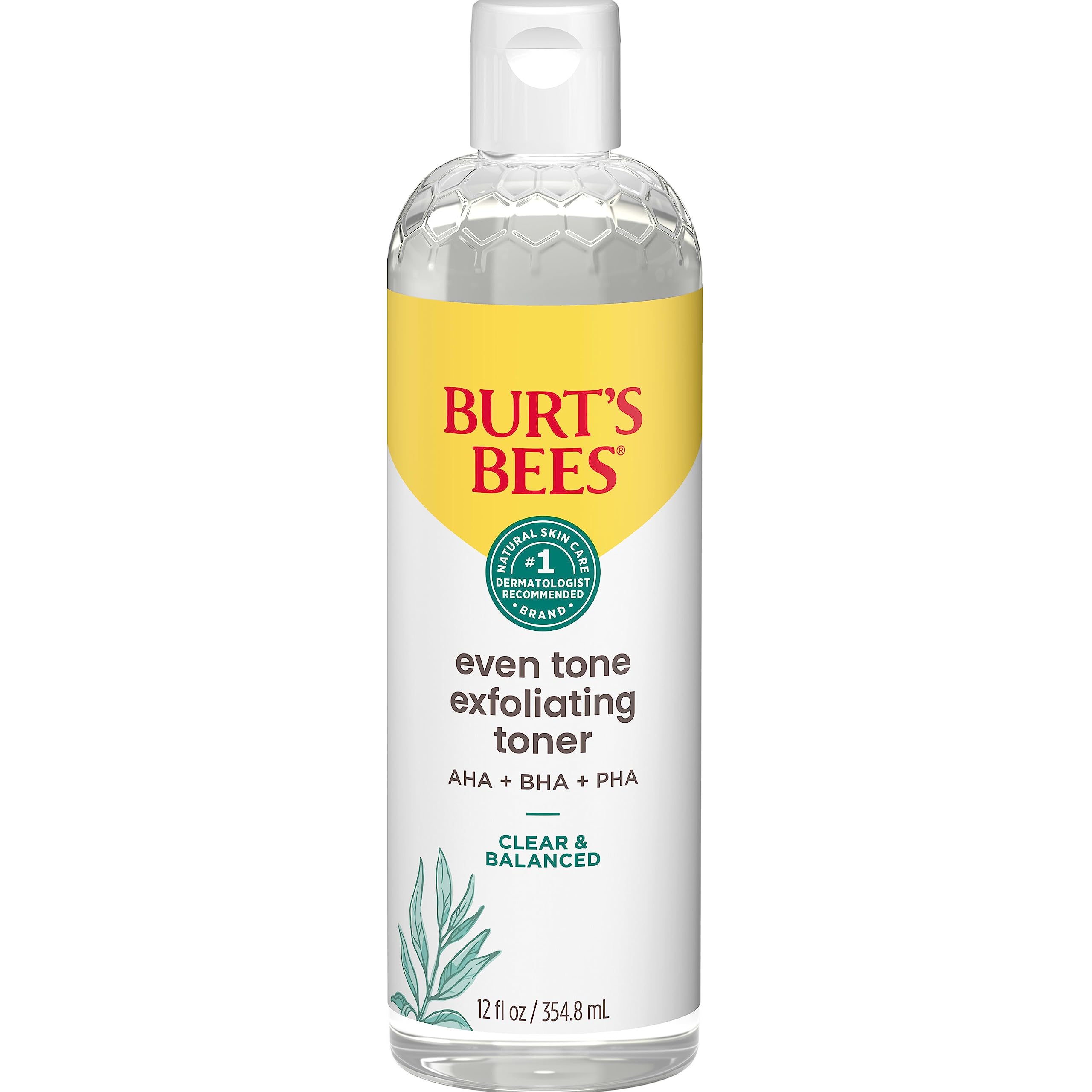 Burt's Bees Clear and Balanced Even Tone Liquid Face Exfoliator, Gentle Exfoliator Reduces Look of Pores and Improves Uneven Pigmentation, 12 Oz