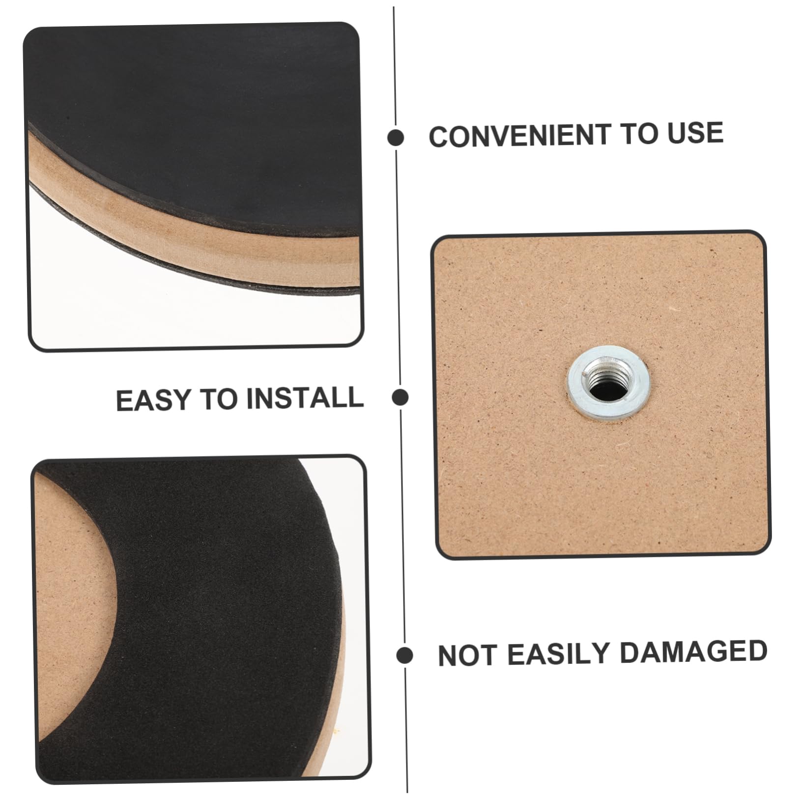 Pad de Práctica de Batería Negro de Madera y Goma para Percusión | Efecto de Amortiguación Ajustable, Accesorio para Ensayo, Acabado en Negro, Formato Compacto