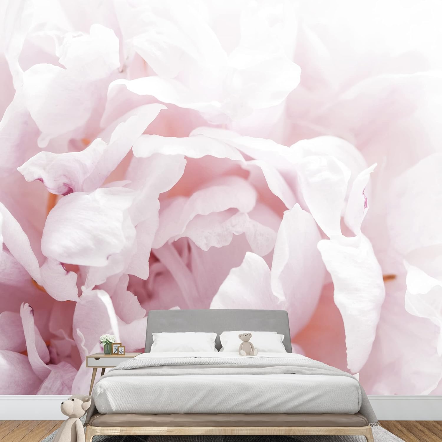 NWT Removable Wall Sticker/Wall Mural Pastel Pink Carnation Flowers Nature Wilderness Photography Modern Art Decorative Floral Botanical Contemporary for Living Room, Bedroom, Office - 66x96 inches