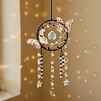 Vista 1 de Artilady Atrapasueños para niñas – Atrapasueños de mariposa pequeña negra con cristales, bonita decoración de habitación para adolescentes y niños