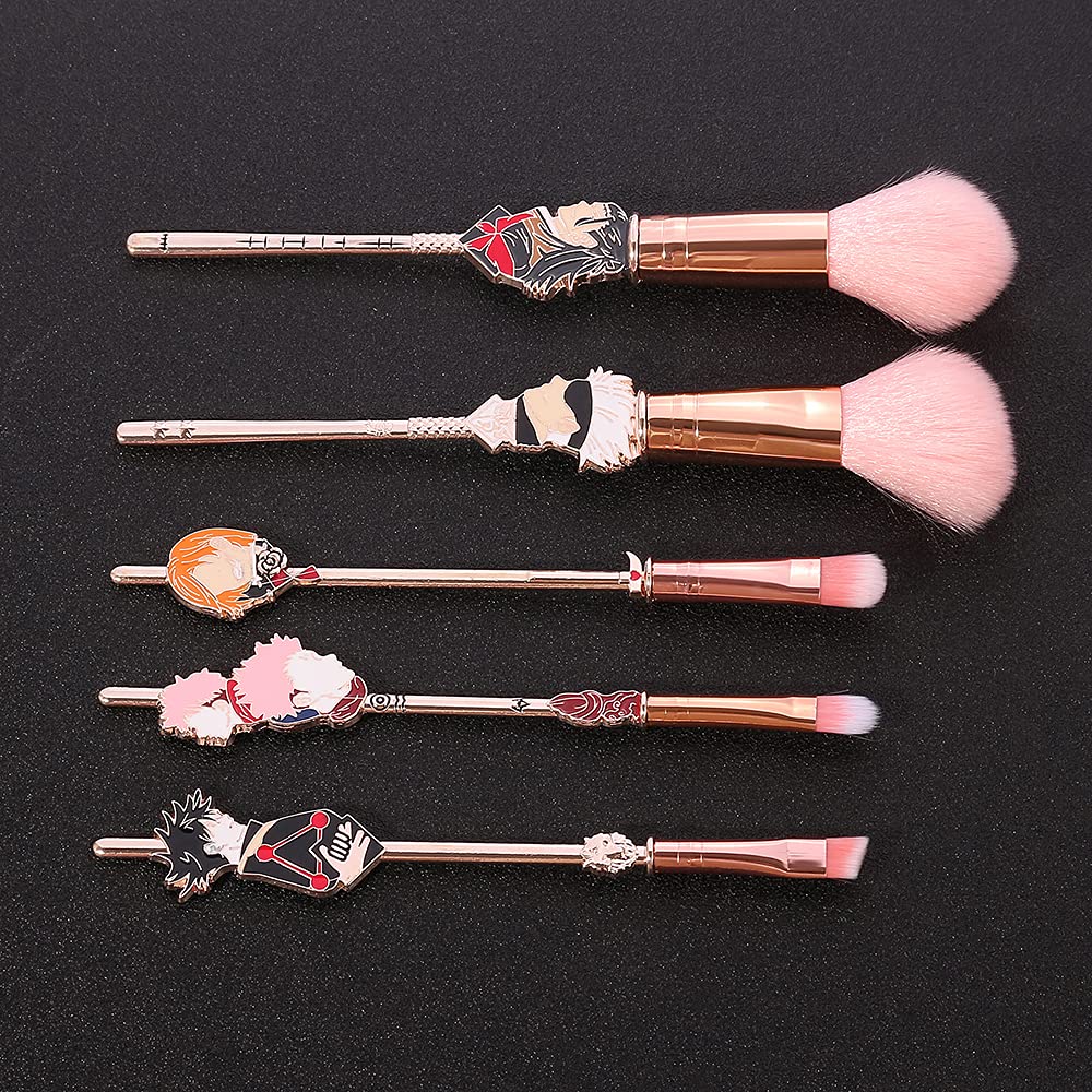 Jujutsu Kaisen Make-up-Pinsel-Set, 5-teilig, Anime Itadori Yuji Cosplay Geschenk Make-up Pinsel-Set für Frauen und Mädchen (Jujutsu Kaisen) - Pink