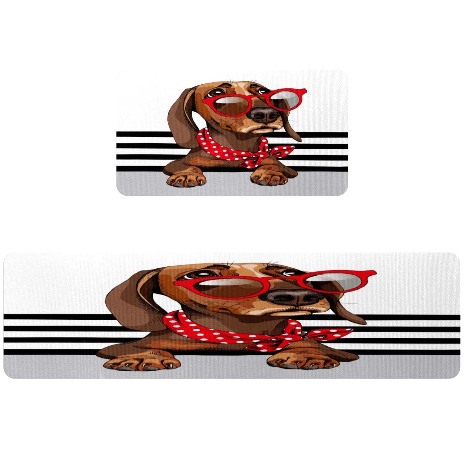Lot de 2 tapis de cuisine antidérapants rouge à pois lavables pour couloir et buanderie