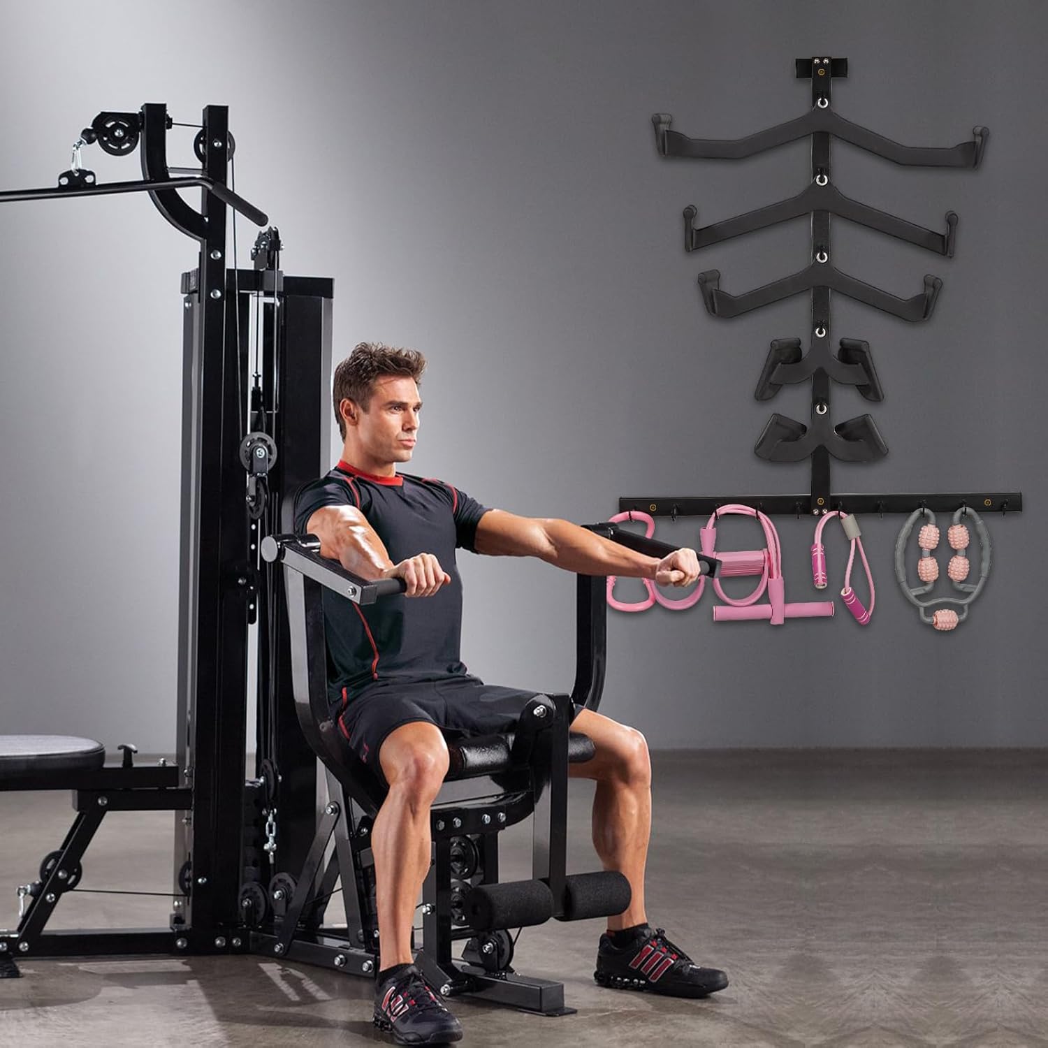 LAT Pulldown Attachments LAT Pull Down Bar Storage Rack for Mag Grip LAT Pulldown Machines Attachments Stand Cable Attachment Storage Rack for Home Gym and Gym Wall Storage