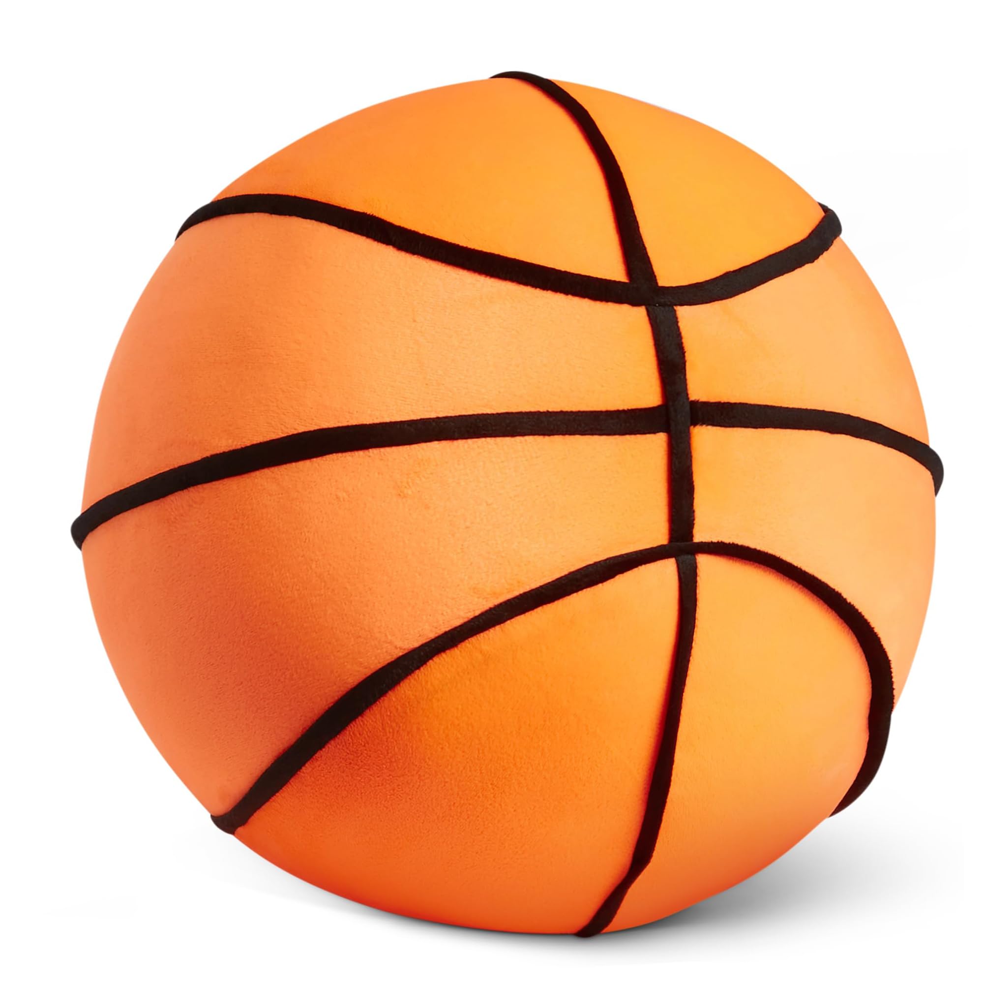 Amazon Basics Basketball Plush Pillow, Sport Style Stuffed Toy Cushion for Bed or Sofa, Kids Room Decor, Orange — image 1