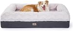 Mousse mémoire XL Lit pour chien XLarge Sized, Canapé pour chien extra grand orthopédique avec côtés et lin étanche, Lit pour animal de chasse lavable avec couvercle amovible, 50x38x13 De pouce, Beige