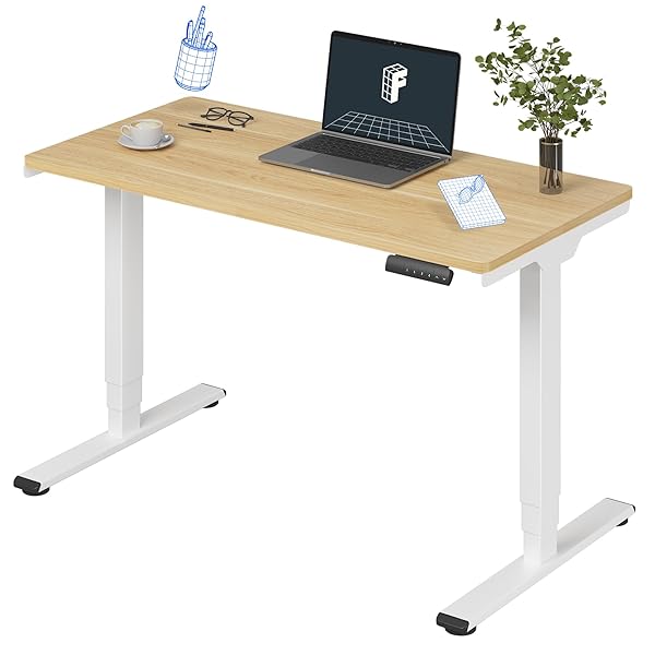 Amazon.com: FLEXISPOT E6 3-Stage Dual Motor Electric Standing Desk 48 x 24 Sit Stand Up Desk, Holds 220 lbs, Adjustable Height w/Memory Presets, One-Piece Maple Desktop & White Frame, Ships in 2 Boxes : Office Products