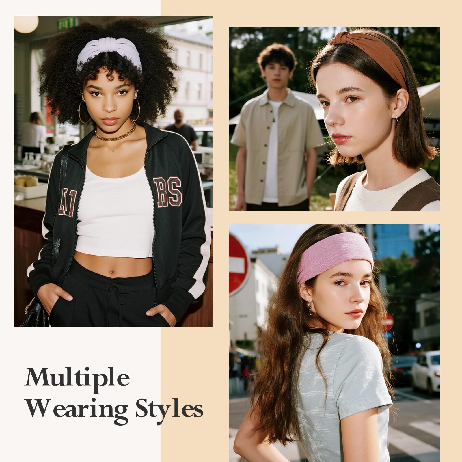 Headbands for Women, Wide Elastic Head Bands, Non-Slip Thick Hair Bands, Sports Stretchy Sweat Bands, Large Knotted Soft Headband for Washing Face, Makeup, Workout, Spa, Running, Fashion, 6-Pack