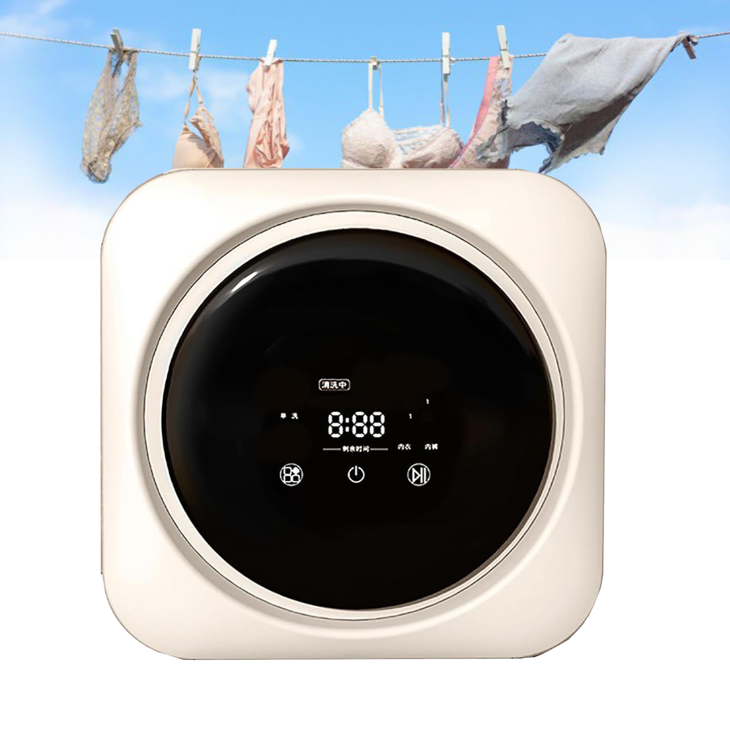 Pralka mała, przenośna, wolnostojąca z panelem sterowania LCD, suszarka do ubrań, 4 tryby, 170 W, 5 kg, ładowana od przodu, elektryczna suszarka do mieszkań, pralni, kamperów Desktop
