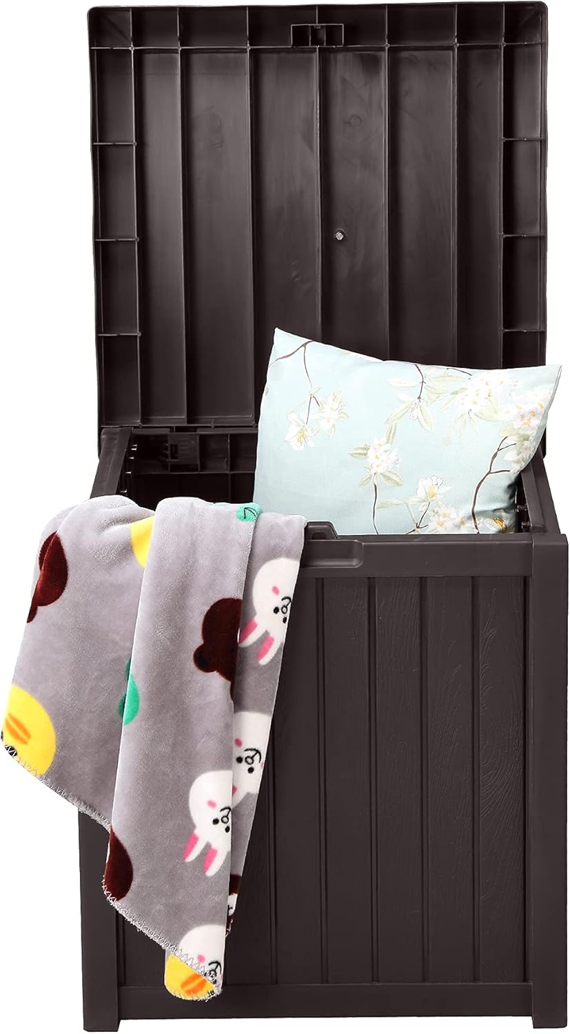 HYD-Parts Outdoor Plastic Storage Box,52 Gallon Resin Small Deck Box, Contemporary Wicker Design, Long Lasting Resin Construction, Store Items on Patio, Garage, Yard (Brown) : Everything Else