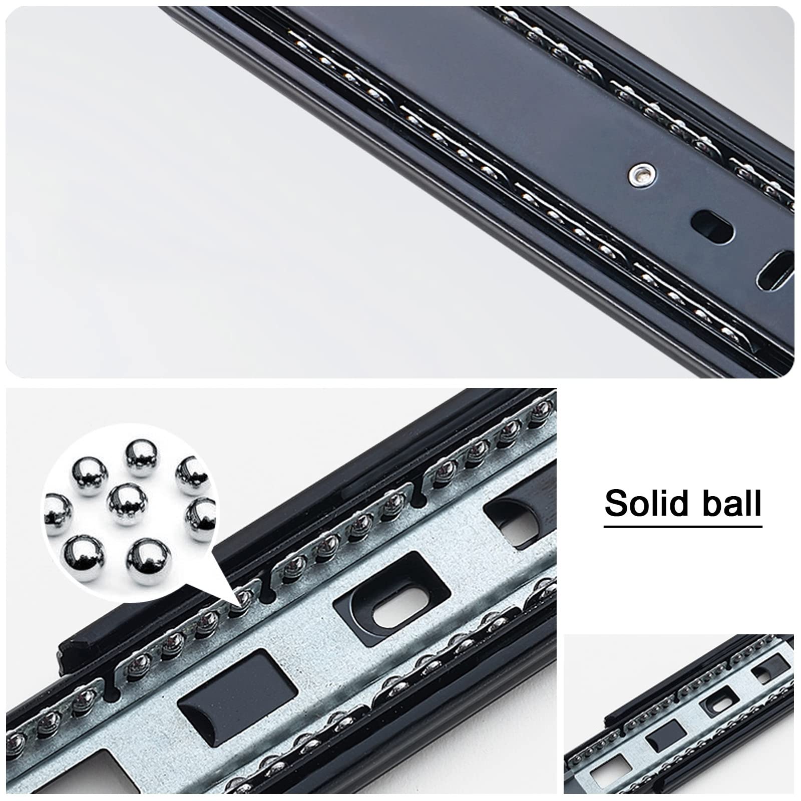 Guías for cajones, guías telescópicas con rodamiento de bolas, montaje lateral, orificio de fijación multipunto, guías con rodamiento de bolas, estabilidad equilibrada, guías for cajones de gabinete,