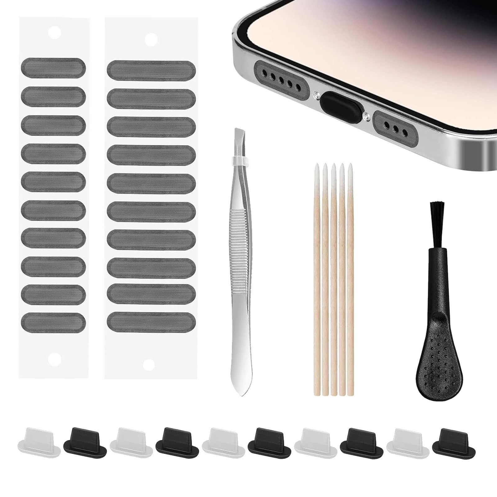Kit Adesivi Antipolvere Per IPhone - 21 Pezzi Con Copertura USB-C E Pinzette | Per Altoparlanti E Porte - Foto 9