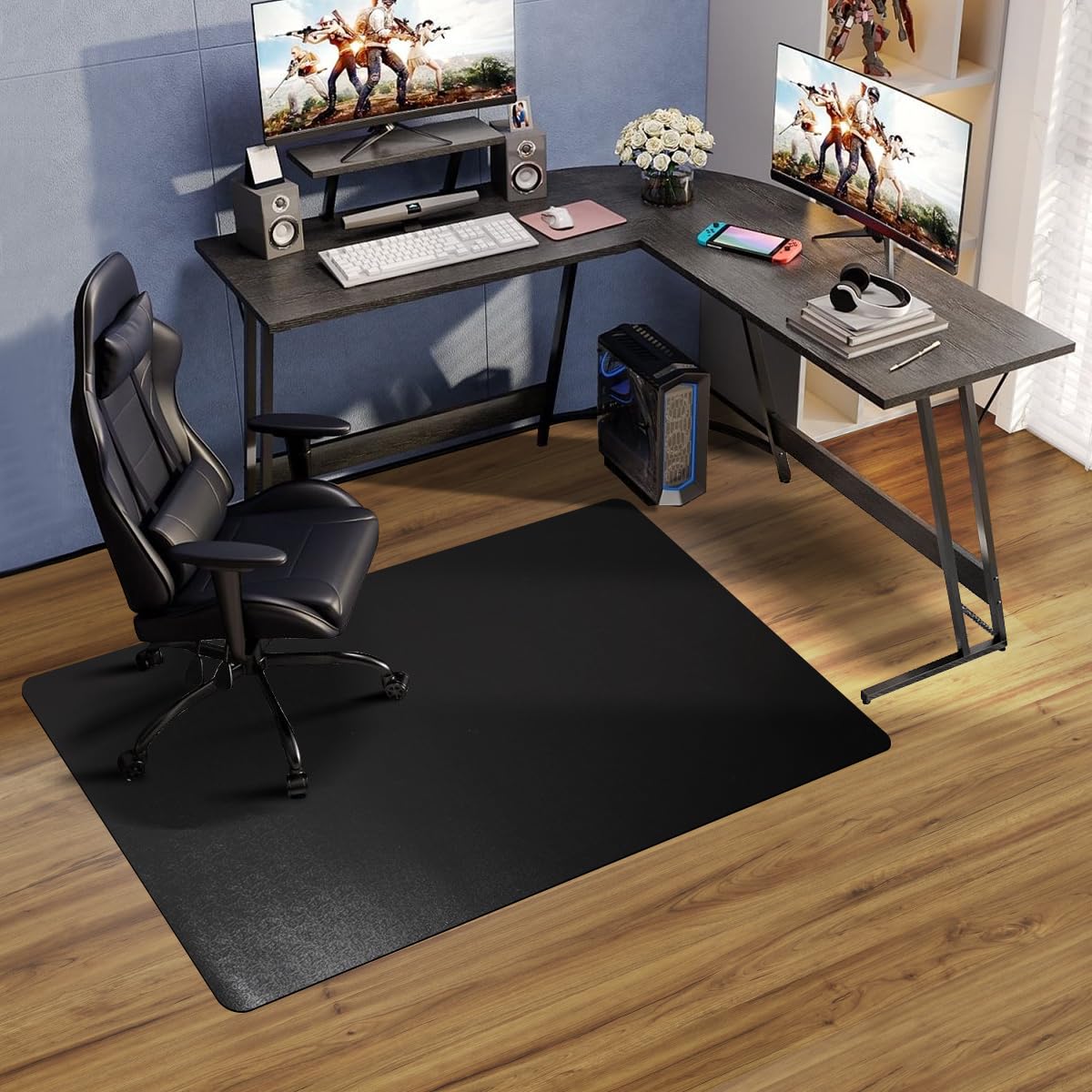 Abstract Office Chair Mat For Hardwood Floors - 36x48 Inch Desk Mat For Rolling Chairs