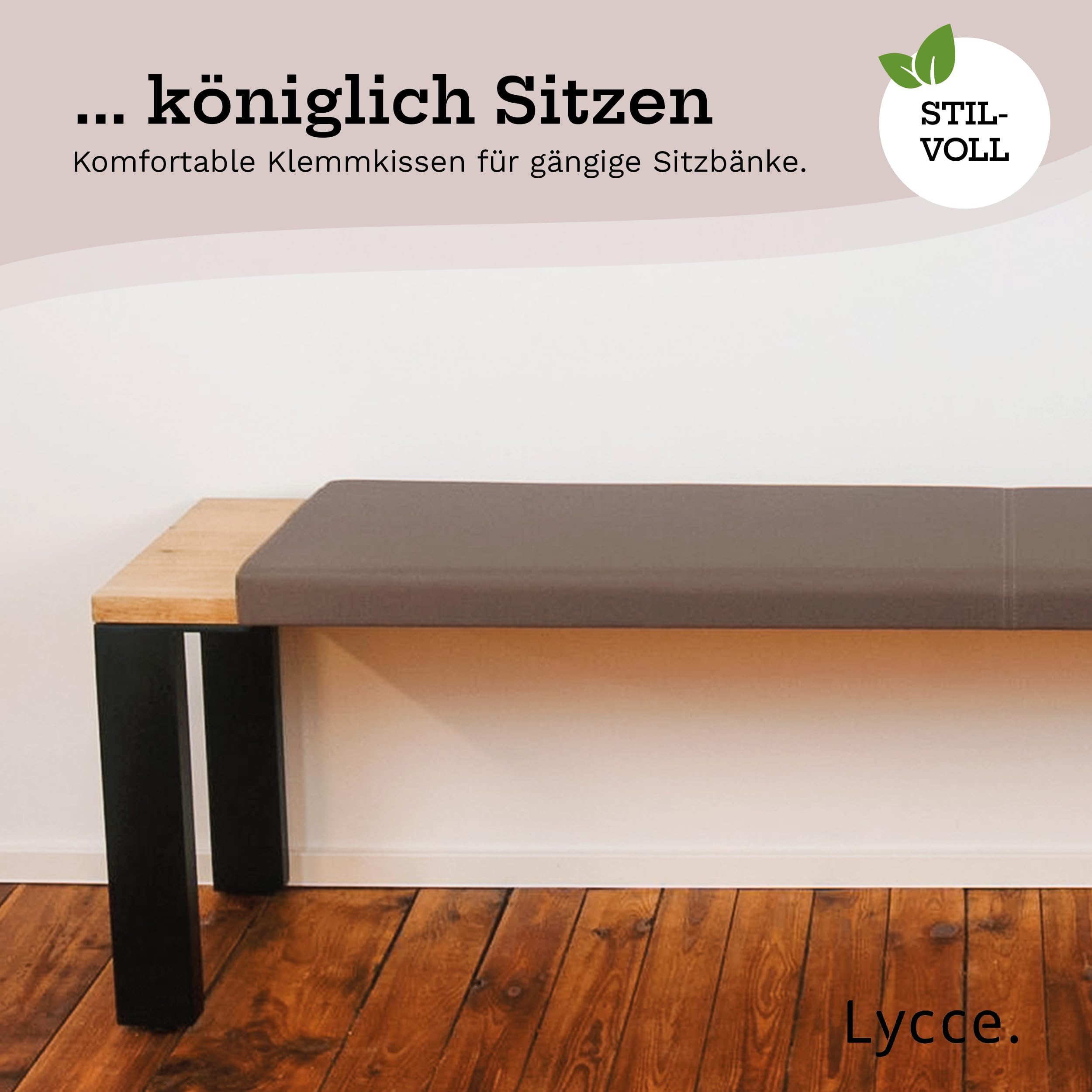 Lycce Bankauflage/Klemmkissen1 L., 3-Sitzer Kunstl. Taupe, Bankt. ab 35cm