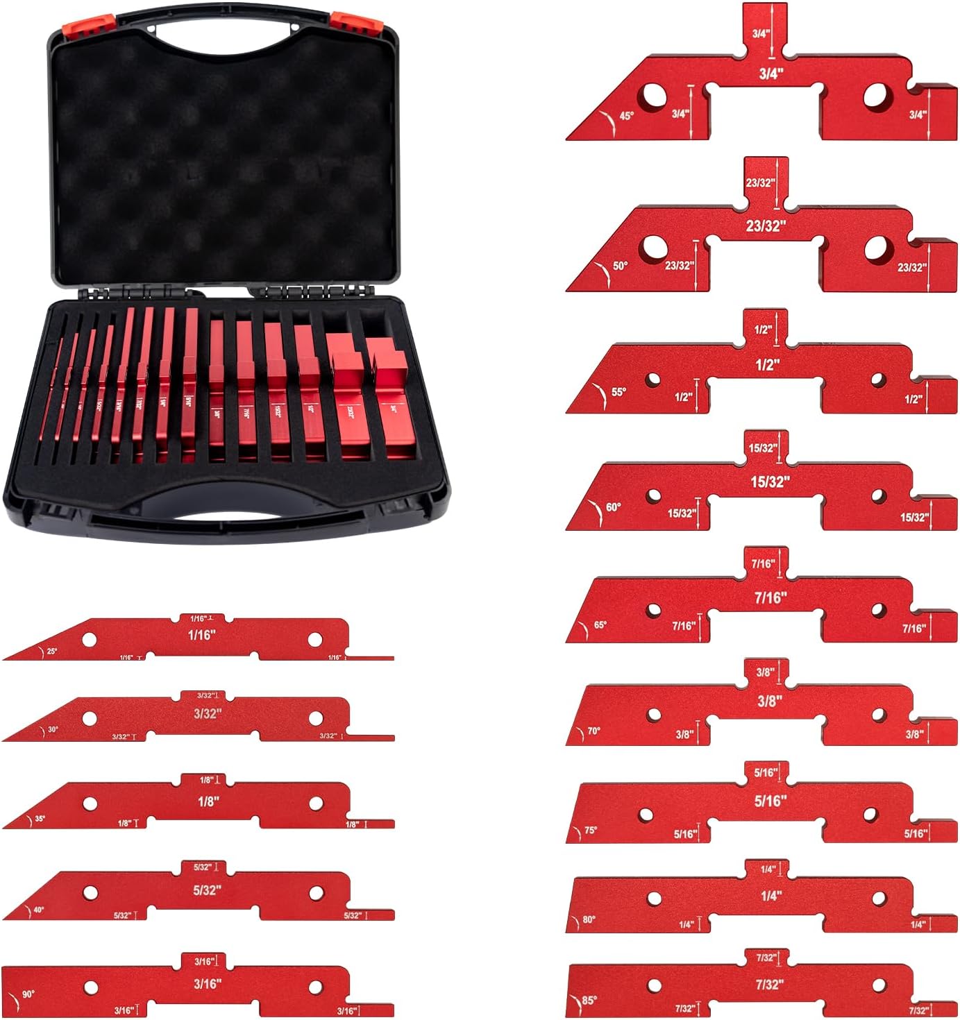 Router Table Setup Blocks Woodworking,14pcs Aluminum Precision Setup Bars Height Gauge Kit for Router Table Saw Accessories with Storage Case.