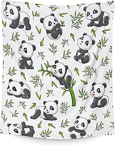 Mercuryelf Panda Throw Blanket - Soft, Fuzzy & Warm - 50x60 Inches Flannel Blankets for Living Room, Sofa - White Aesthetic Throws Gift for Teens