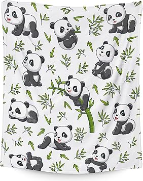 Mercuryelf Panda Throw Blanket - Soft, Fuzzy & Warm - 50x60 Inches Flannel Blankets for Living Room, Sofa - White Aesthetic Throws Gift for Teens