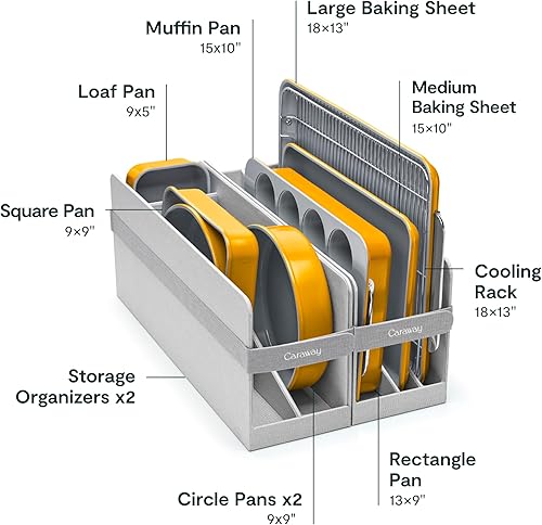 Miniatura 3 de Caraway Juego de utensilios de cerámica antiadherente para hornear (11 piezas)  bandejas para hornear, bandejas para hornear, estante de