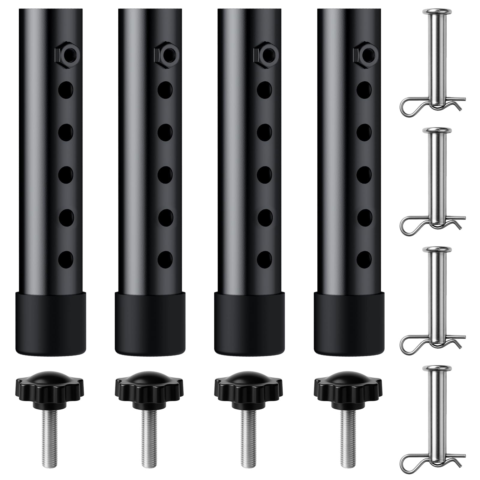 Anbte Lot de 4 Rallonges de Pieds de Table Pliantes, 5 Niveaux Réglables en Hauteur, Rehausseur de Pied de Table, Supports en Acier Robuste pour Pieds Droits et Pliés, Réduit Le Travail Arrêté, Noir