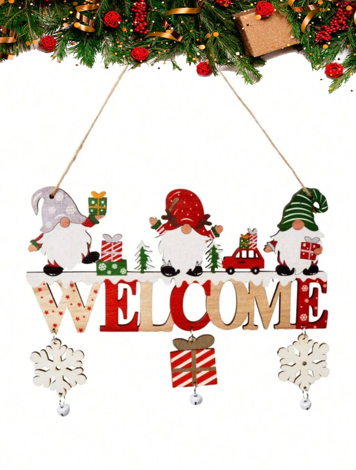 DECORACIÓN PUERTA NAVIDAD | WELCOME | ADORNO PUERTA DE CASA | DECORATIVO NAVIDEÑO | LETRERO NAVIDAD EXTERIOR E INTERIOR | BURO DESIGN