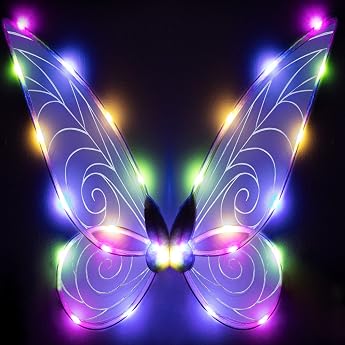 Fairy Wings Luminous Adults Children Butterfly Wings LED Fairy Wings Sparkling Angel Wings for Children Halloween Cosplay Costume Angel Wings Colourful1