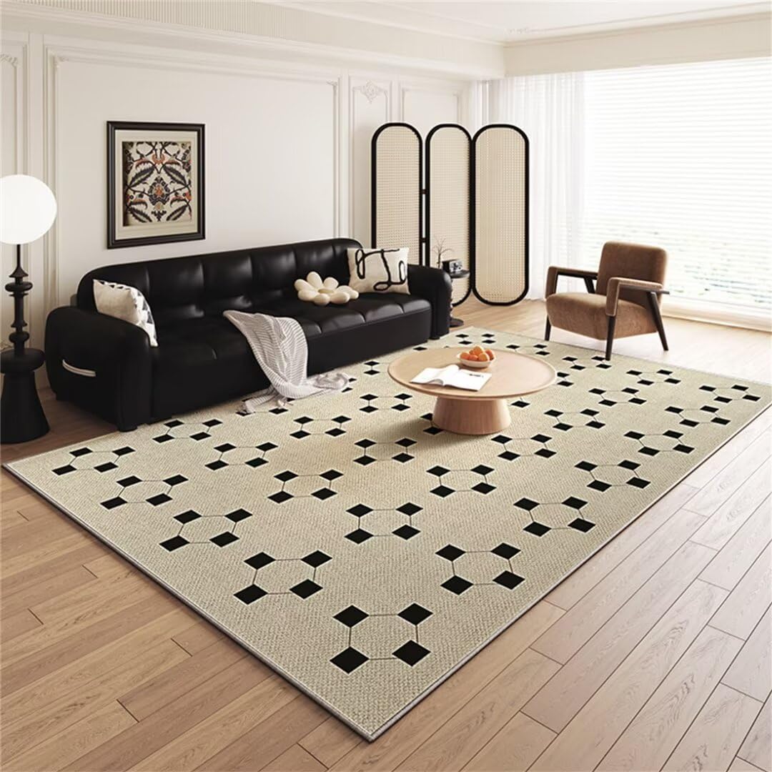 Tapis de salon 200x290cm noir résistant aux taches pour nettoyer facilement