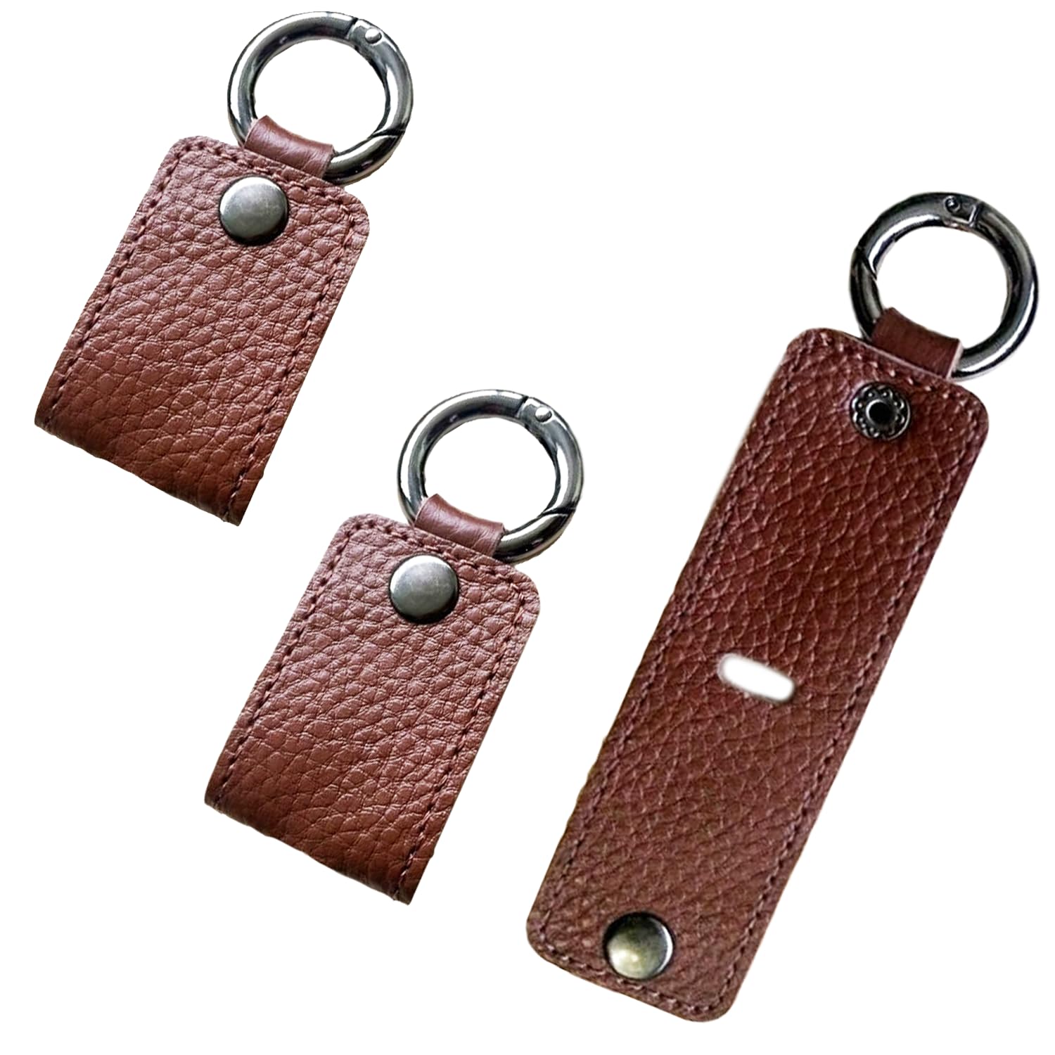 YIUWLMN 3Pcs Leather Cord Organizer First Layer Cowhide Leather Simple Retro Style USB Able Storage Sleeve Earphone Organizer Snap Closure for Easy Access