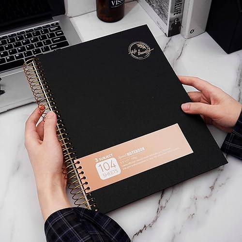 Miniatura 6 de Cuaderno de espiral grande de 85 x 11 pulgadas cuaderno en espiral de 3 temas para tomar notas papel de alta calidad 353ozm 104 hojas diario con