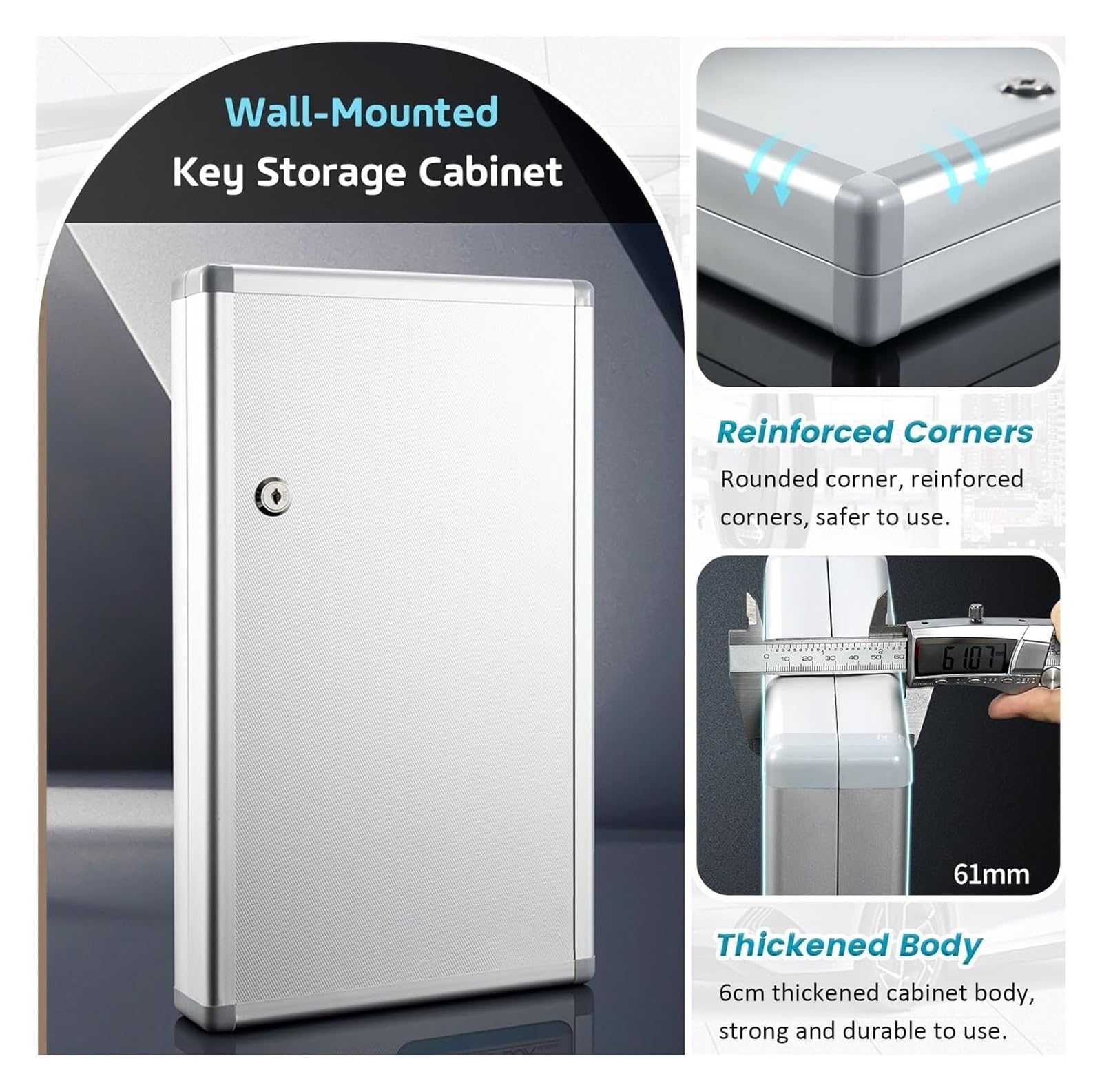 Armario para llaves de aluminio, con cerradura para almacenamiento en el hogar y la oficina, fácil acceso seguro, diseño duradero, ideal para máxima seguridad, capacidad para 48 llaves