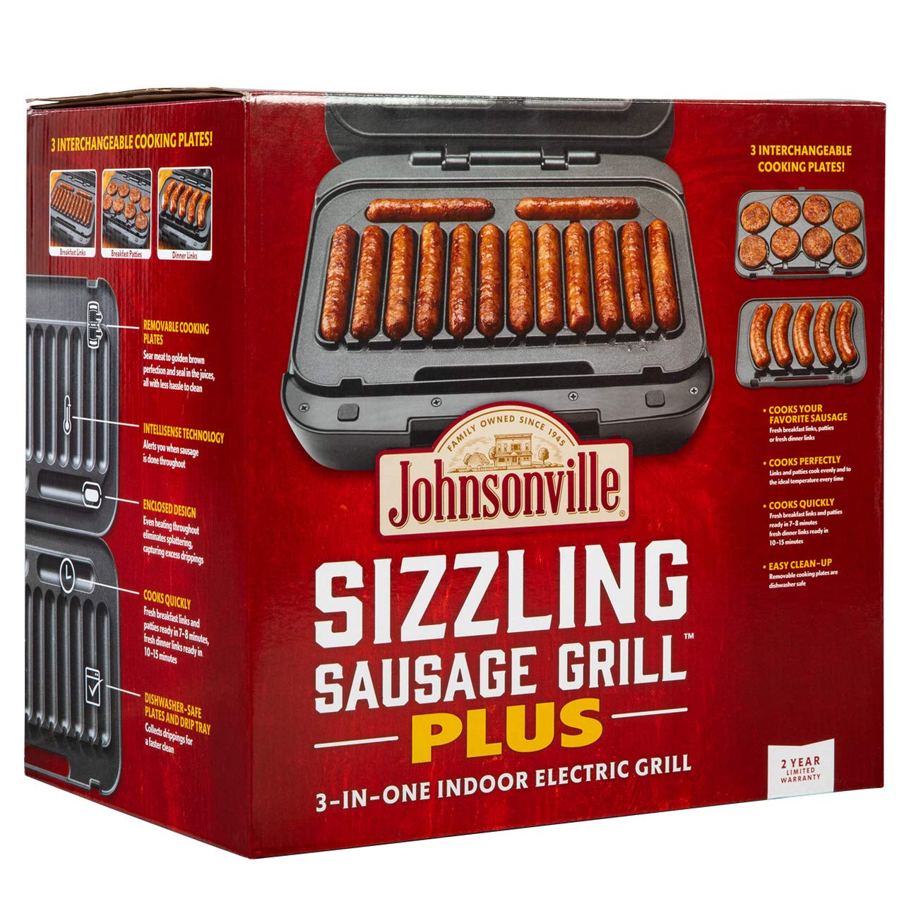 Johnsonville Sizzling Sausage Grill Plus Removable Cooking Plates