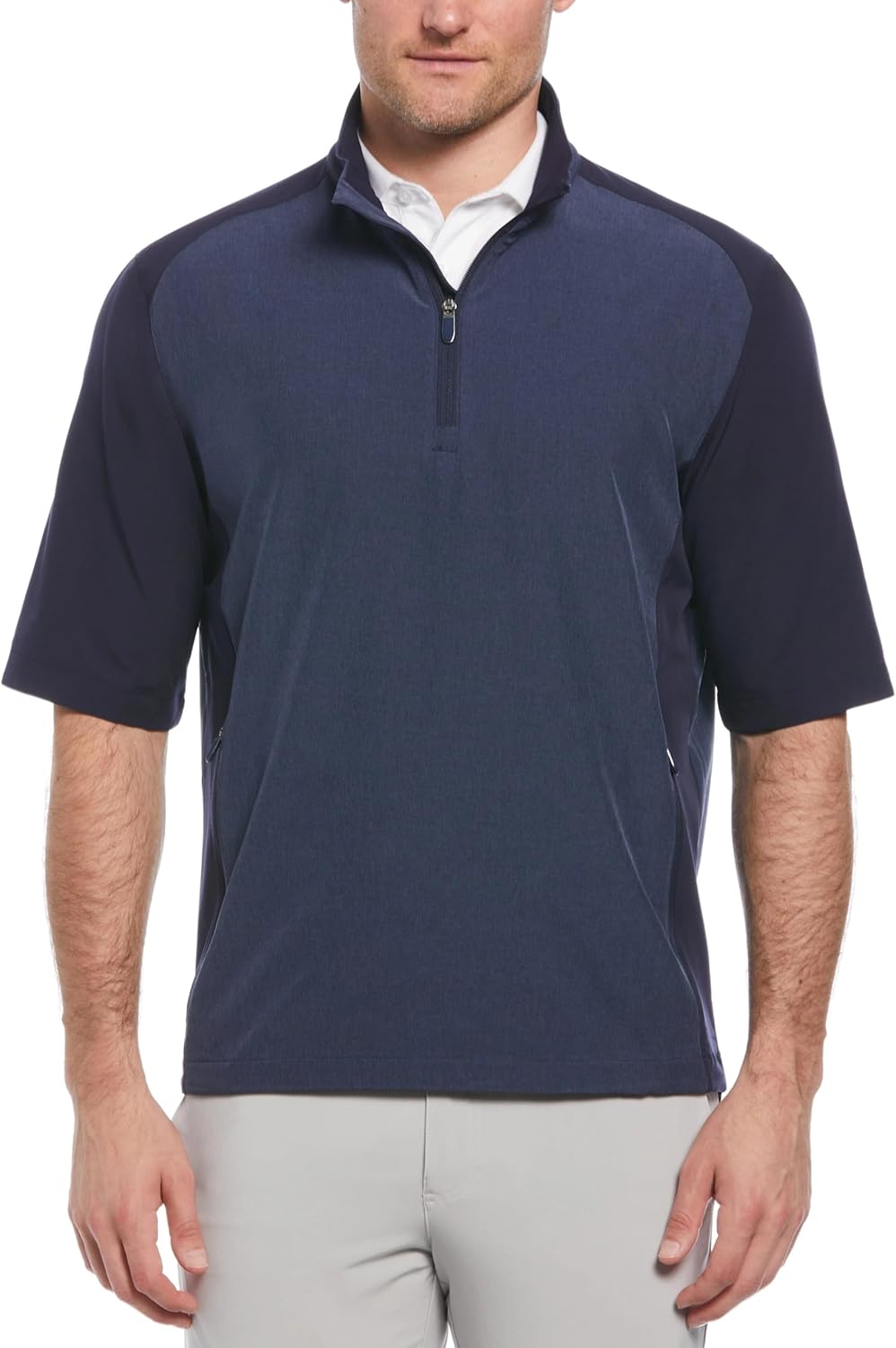 Callaway Golf Heather Blocked 1/2 Zip Short Sleeve Pullover Peacoat Heather Medium