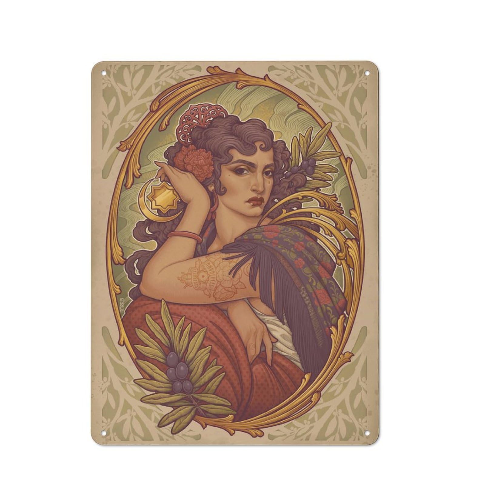 Junmoney Andalusia Allegory Rroma Shop Front Style Bistro Metal Sign 40X30cm, Cafe Wall Decor For Tea Room, Shop Wall Or Breakfast Area