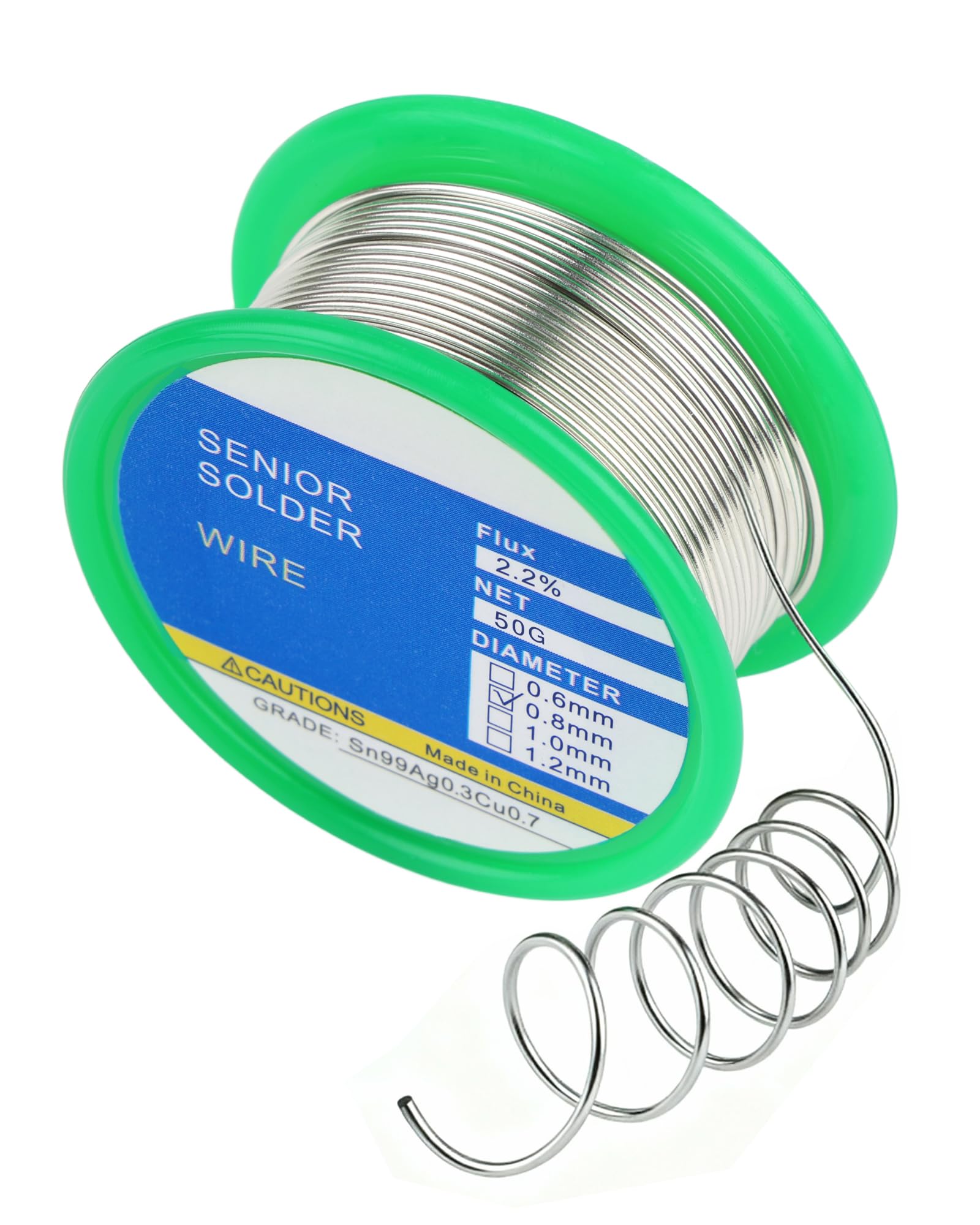 Stagno per Saldare 50g 0.8mm, Flussante per Saldatura a Stagno,Filo Senza Piombo SN99 Ag0.3 Cu0.7, Diametro Uniforme e Bassa Scoria, Perfetto per Elettrodi per Saldatura e Lavori Fai da Te