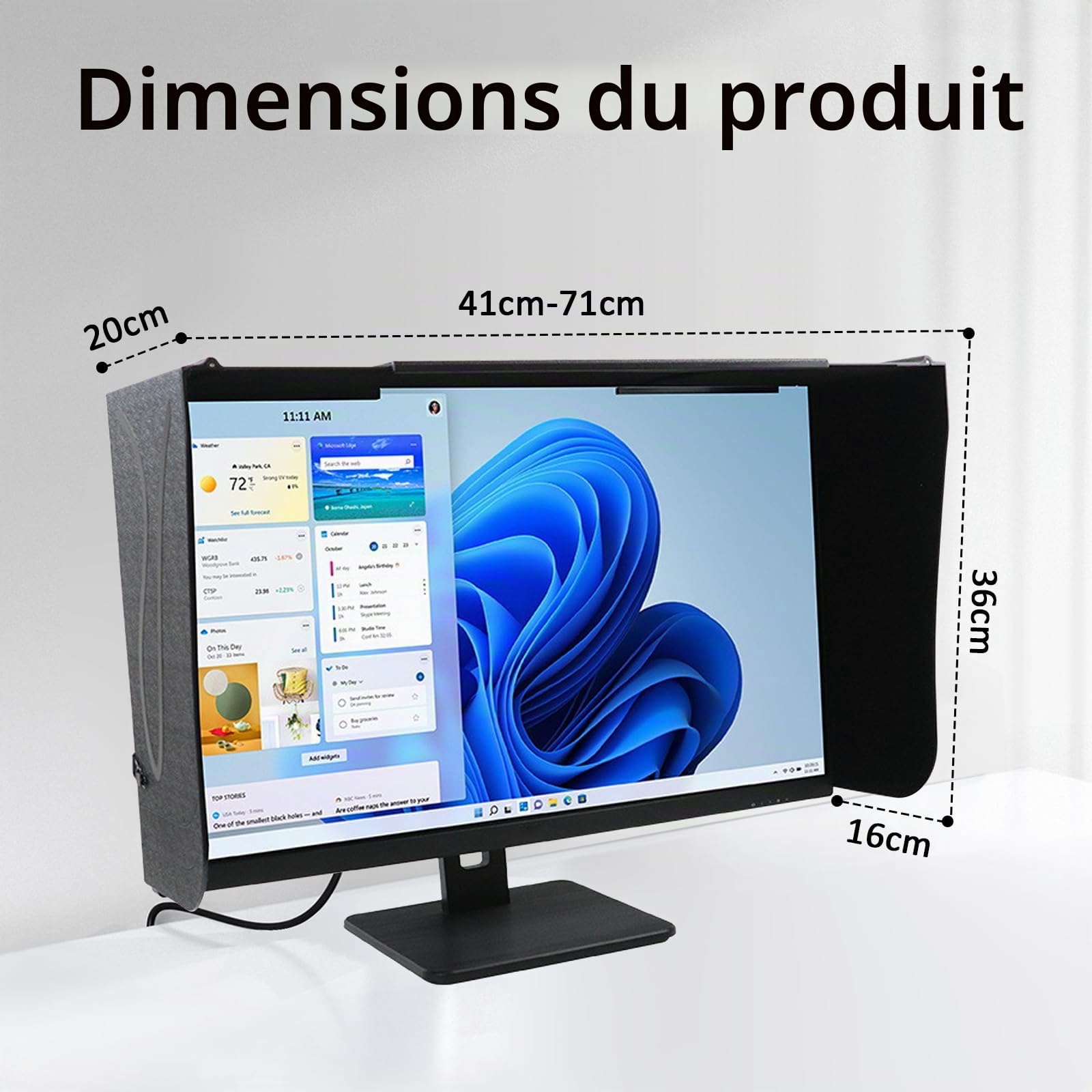 Capot De Moniteur D'Ordinateur De Bureau,Pare-Soleil D'éCran17-27 Pouces(41-71cm RéGlable),Pare Soleil Ordinateur pour Cadre ExtéRieur De Moniteur,Protection Contre La LumièRe Parasite Et Anti-Regard