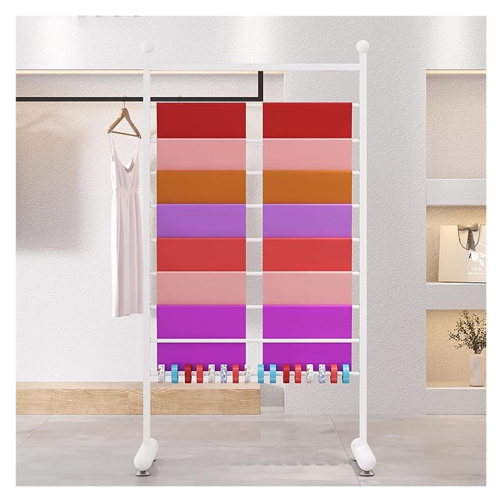 Estante de almacenamiento de rollo de tela de pared para organizar cintas y toallas