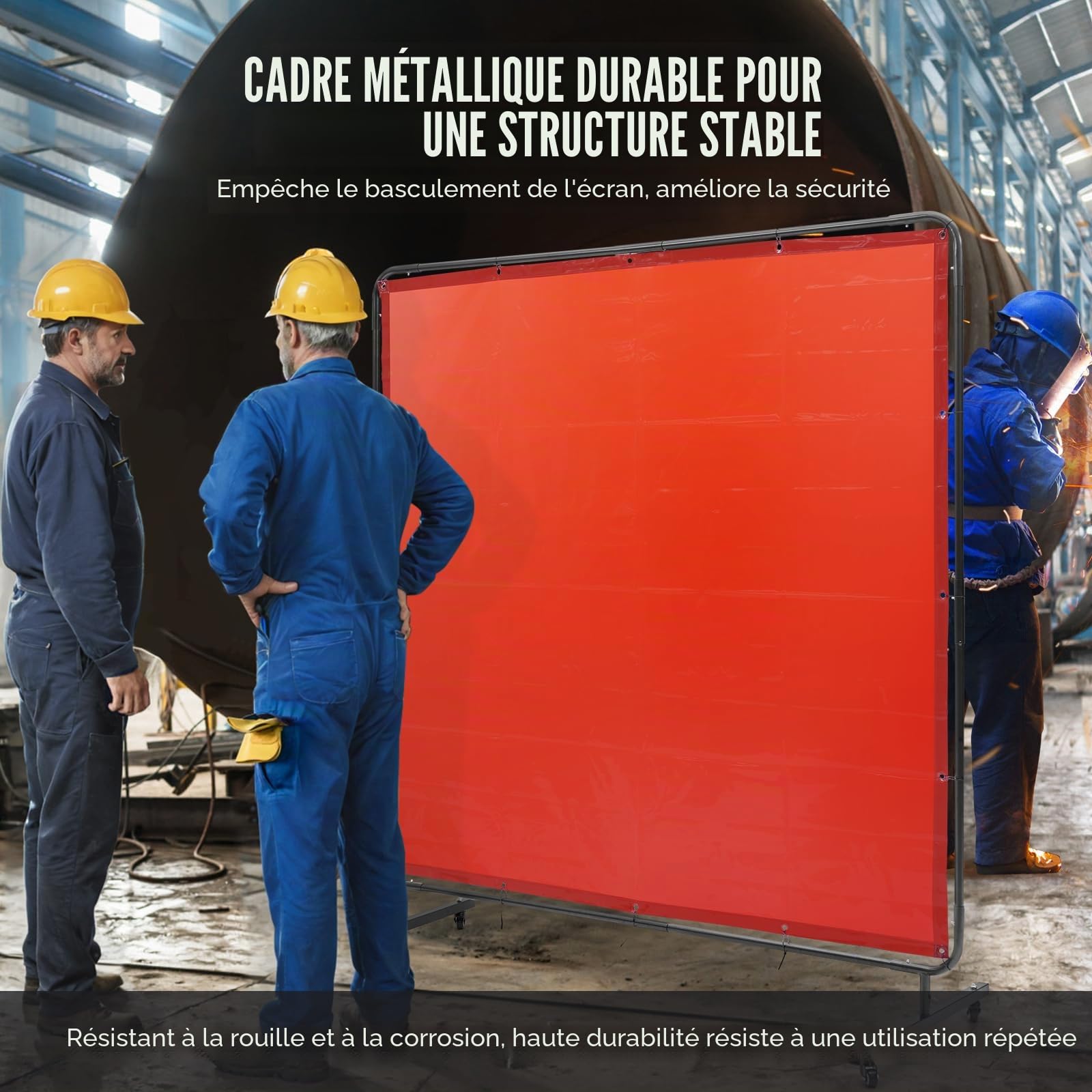 VEVOR Rideau de Soudage avec Cadre, 1,8x1,8 m Écran de Protection pour Soudure en Vinyle Ignifuge sur 4 Roues Pivotantes 2 Verrouillables, Rideau Mobile Professionnel pour Atelier, Industrie, Rouge