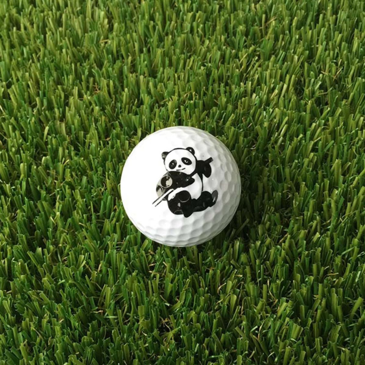 6pcs Cartoon Panda Pattern Practice Golf Ball Two Layer | Lightweight Training Aid, Bright Color Design, Home Approach Shot Practice