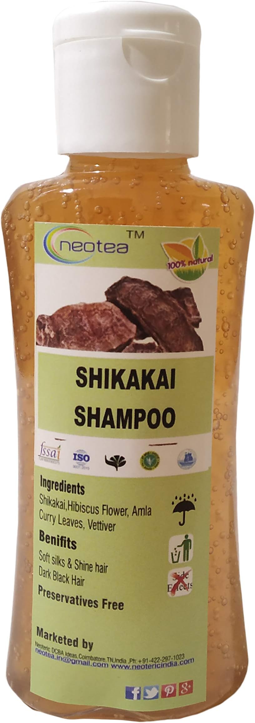 Neotea Herbal Shikakai & Vettiver Shampoo, 250ml โ Natural Shampoo for Hair Growth, Strengthening & Nourishment, Paraben-Free, Sulfate-Free, Chemical-Free, Suitable for All Hair Type