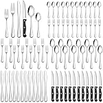 48-Piece Silverware Set with Steak Knives, Flatware Set for 8, Food-Grade Stainless Steel Tableware Cutlery Set, Utensil Sets for Home Restaurant, Mirror Finish, Dishwasher Safe