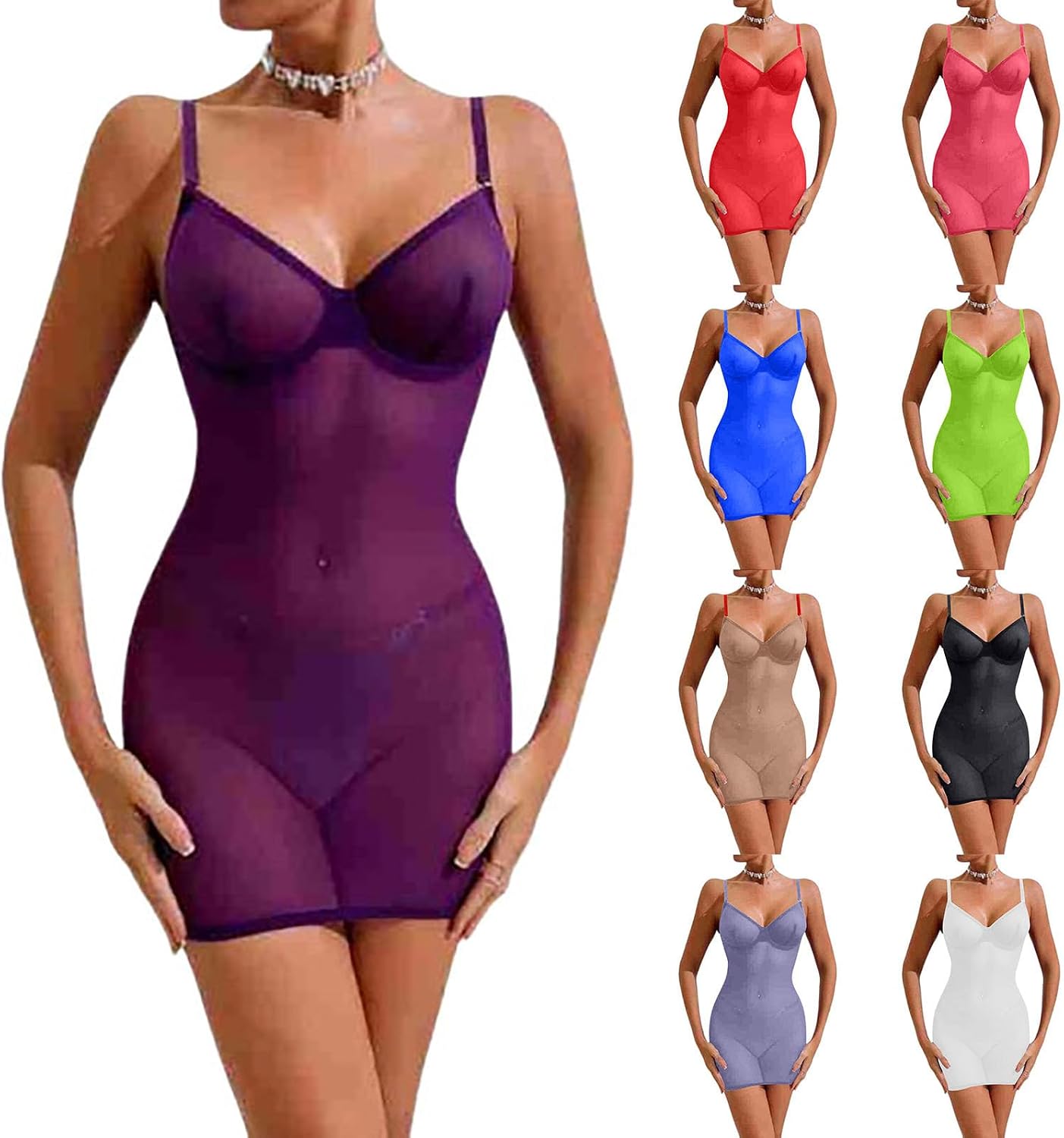 Women's Mesh Sheer Lingerie Sexy See Through Shapewear Nightgown Teddy Babydoll Sleepwear Nighty Chemsie