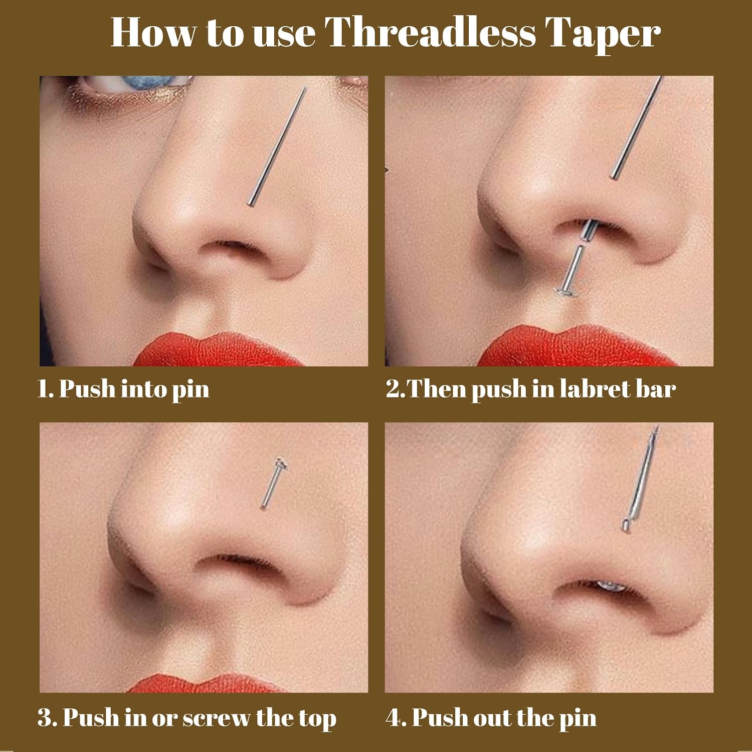 16G 18G Piercing Taper & Ball Grabber Tool -Flat Back Earrings Applicator Tool,Body Piercing Kit for Changing Jewelry