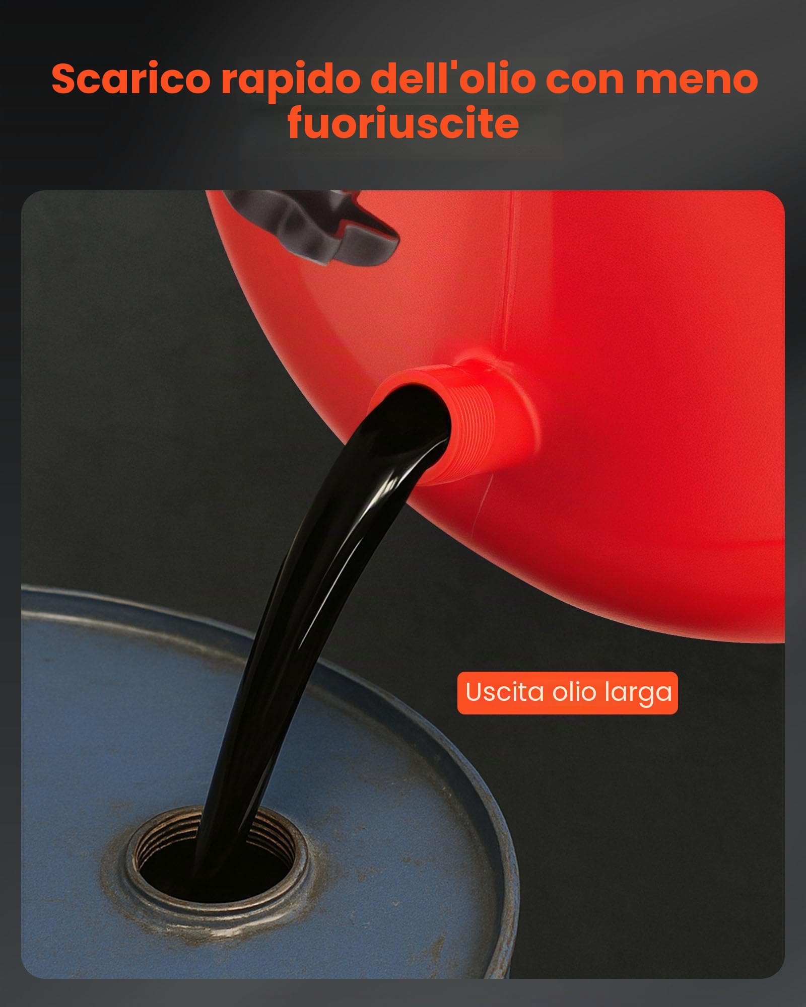 VEVOR Serbatoio di Scarico per Fluidi Industriali, 30 L con Regolabile Imbuto, Ruote, Drenaggio per Trasferimento di Carburante Fluido, per Officine di Riparazione Auto, per Olio Esausto, Rosso