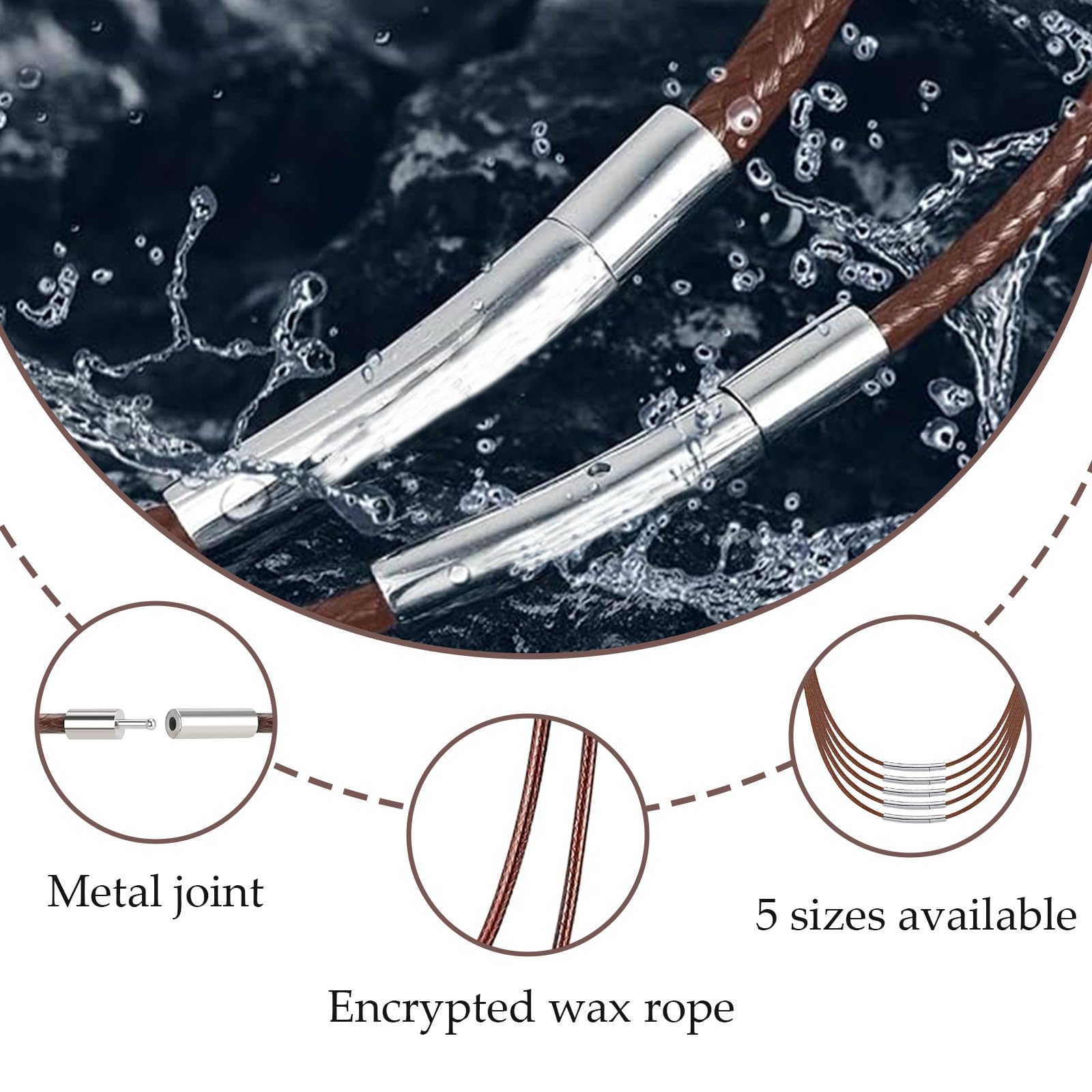 Lederband für Ketten 4 Stück, 2 mm Lederkette Damen Schwarz （40-55cm） Herren Lederkette Mit Verschluss, Geeignet Männer Frauen, Armband Halskette Diy Handwerk