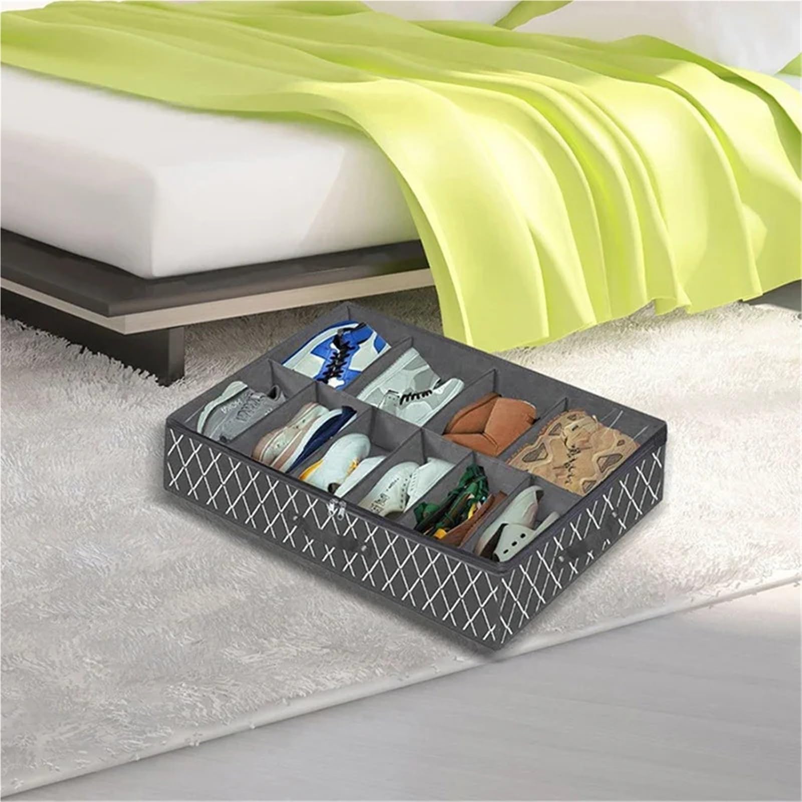 Organizzatore Di Scarpe Sotto Il Letto Organizzatore for riporre le scarpe sotto il letto, può ospitare da 12 a 16 paia di scarpe, con finestra trasparente, traspirante, pieghevole Per Risparmiare Spa