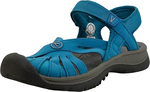 KEEN Women's Rose Casual Closed Toe Sandals, Fjord Blue/Drizzle, 7.5