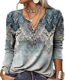 Sponsored You’re seeing this ad based on the product’s relevance to your search query.Learn more about this advertisement GRMLRPT Women’s Tops, Long Sleeve, Round Neck T-Shirts, Tunic Tops, Printed Blouse, Elegant Casual Shirt, Button Placket (Multicoloured, S-XXL)